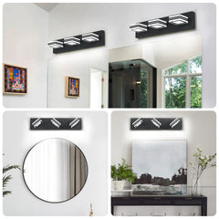 Matte Black Vanity Light Fixtures 3 Lights Up and Down LED Modern Bathroom Vanity Lights Over Mirror Acrylic Black Bath Wall Lighting