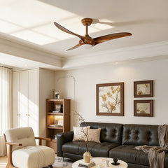 52" Ceiling Fan with LED Light Remote Control,Quiet DC Motor 6 Speed Levels,3 PCS ABS Blades Fan Lamp,Adjust Height( 2 PCS Rod) Reversible Ceiling Fan, for Patio Living Room, Bedroom, Office,Indoor.