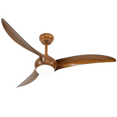 52" Ceiling Fan with LED Light Remote Control,Quiet DC Motor 6 Speed Levels,3 PCS ABS Blades Fan Lamp,Adjust Height( 2 PCS Rod) Reversible Ceiling Fan, for Patio Living Room, Bedroom, Office,Indoor.