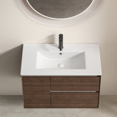 30 inch Bathroom Vessel Sink, Ceramic Bathroom Vanity Sink Top with Overflow, with Overflow, No Drain Convenient for Storing Personal Items - Glossy White