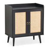 Sideboard Buffet Cabinet with Storage, Bar Liquor Cabinet with Rattan Decorated Doors, Credenza Console Tablefor Dining Room, Living Room,Hallway
