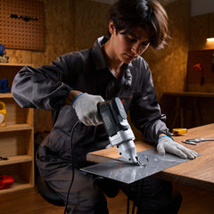 Electric Metal Shear, 4.0-Amp Corded Sheet Metal Cutter with 360-Degree Swivel Head, Variable Speed, Continuous Cutting, Clean Cut for 18GA Galvanized Steel, 20 GA Stainless Steel, 2500 SPM