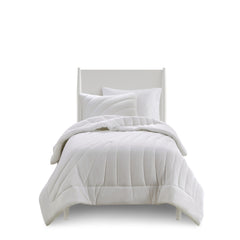 3 PCS Full/Queen Poly Jersey Puffy Comforter Set White