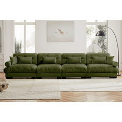 Super Comfort Oversized Modular Velvet Sectional Sofa Couch with Movable Ottoman,Corner Sectional with Bolstered Armrests, Deep Seat Cloud Couch, Convertible L Shaped Couch for Living Room Olive green