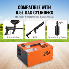 PCP Air Compressor, 4500PSI/30Mpa Portable PCP Airgun Compressor with External Converter, DC12V, AC115V,Oil & Water-Free,Manual-Stop Air Rifle, Paintball and Scuba Tank Compressor Pump