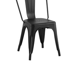 Set of 2 Matte Black Industrial Metal Dining Chairs 18 Inch Seat Height Stackable, Indoor Outdoor, Lightweight Easy-Clean Surface, Easy Assembly, Durable Modern Design, For Kitchen Restaurant