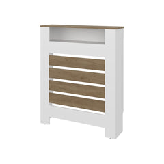Radiator Cover Cabinet, 1 Shelf, White / Walnut