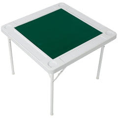 Square Folding Card Table, Mahjong Table with Green Felt,Chip Trays and Cup Holders, Portable Domino Tables for 4 Players, Card Game Tables for Mahjong Poker Domino Game