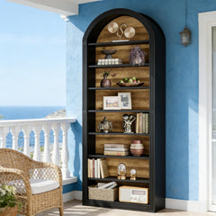 Spacious Display Shelving,Freestanding Bookshelf,Arched Bookcase