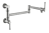Wall mounted Pot Filler Faucet, Modern Brass Pot Filler Two-Attachment Wall Mount Folding Kitchen Pot Filler Swing Arm