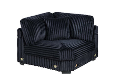 Contemporary Style 6-PC Modular Sectional Sofa Set USB Cup Holder Black Finish Corduroy Living Room Furniture Couch