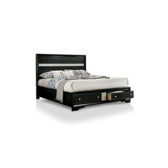 Contemporary Black Color Panel Headboard 1pc Queen Size Bed w Drawers Beautiful Bedroom Furniture