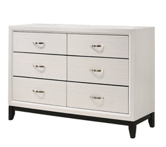 1pc Contemporary 6-Drawer Dresser White Finish Wooden Bedroom Furniture