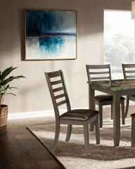 Simple Classic Brown 7pc Dining Set Faux Marble Top Dining Table 6xSide Chairs Leatherette Seats Dining Room Furniture