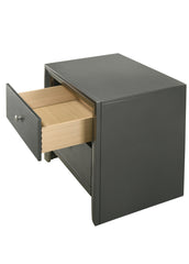 1pc Contemporary Modern 2-Drawer Nightstand Round Knobs Bedroom Wooden Furniture Gun Metal Gray Finish
