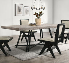 Dining Room Table Black Dining Table Metal Trestle Base 1pc Dining Room Furniture