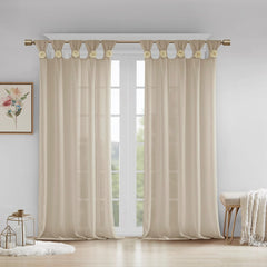 Floral Embellished Cuff Tab Top Solid Curtain Panel(Only 1 Pc Panel)
