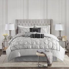 7 Piece Tufted Comforter Set Grey Cal King