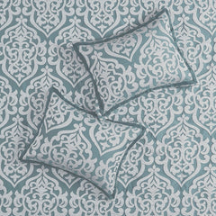 8 Piece Jacquard Comforter Set Aqua/Silver King