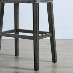 CoCo Upholstered Backless Saddle Seat Bar Stools 29" height Set of 2, Gray