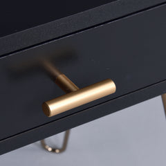 Hailey Black and Gold Wood Storage End Table