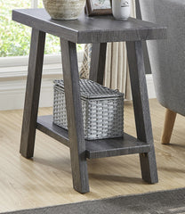 Athens Contemporary Wood Shelf Side Table in Gray Finish