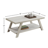 Athens Contemporary Wood Shelf Coffee Table in White Finish