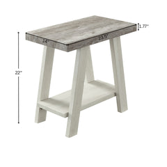 Athens Contemporary Two-Tone Wood Shelf Side Table in Weathered Gray and Beige
