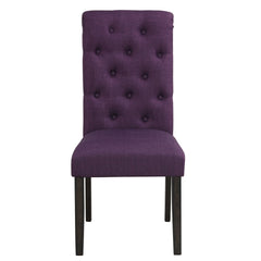 Leviton Solid Wood Tufted Asons Dining Chair, Set of 2, Purple