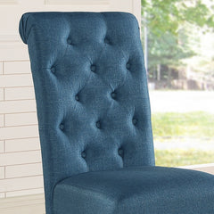 Leviton Solid Wood Tufted Asons Dining Chair, Set of 2, Blue