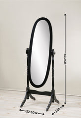 Traditional Queen Anna Style Wood Floor Cheval Mirror, Silver Finish