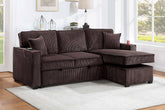 Contemporary Style Convertible Sectional Cup Holder USB And USB-C Port Storage Chaise Matching Pillows Pull Out Extension Chocolate Finish Primary Living Room