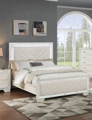 Contemporary Style 1pc Queen Size Upholstered Headboard And Footboard Built In LED Lights Bedroom Furniture