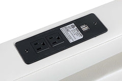 Modern Style Queen Size Bed LED Lights Charging Port Button Tufted Metal Legs White Finish Bedroom Furniture