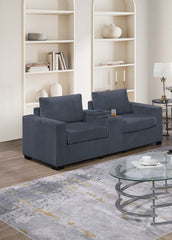 Elegant Simple Sofa w Console Cup Holder And Loveseat 2pcs Sofa set Dark Gray Wide-Welt Corduroy Living Room Couch