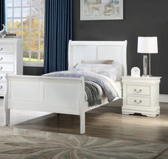 Twin Size Bed White Louis Phillipe Solid wood 1pc Bed Bedroom Sleigh Bed Bedroom Furniture