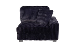 Contemporary Style 1pc RAF Chair w Cup Holder Armrest Black Corduroy Texture Surface Upholstered Modular Living Room Couch Chair