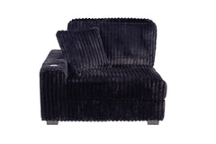 Contemporary Style 1pc LAF Chair w USB Cup Holder Armrest Black Corduroy Texture Surface Upholstered Living Room Couch Chair
