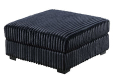 Black Fur-Like Corduroy 1pc Ottoman Fabric Upholstered Living Room Furniture Cozy Contemporary Style