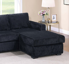 Modern Contemporary Style 2pc Sectional Sofa Right Arm Chaise Left Arm Sofa Plastic Legs Corduroy Upholstered Dark Black Finish Primary Living Room