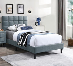 Twin Size Bed 1pc Middle Support Legs Adjustable Headboard Gray Finish Bedroom Furniture