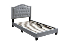 European style 1pc Twin Size Bed Button Tufted Headboard Gray Finish Bedroom Furniture