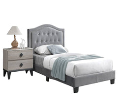European style 1pc Twin Size Bed Button Tufted Headboard Gray Finish Bedroom Furniture