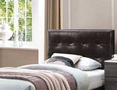 1pc Twin Size Bed Faux Leather Rectangle Headboard Brown Finish Bedroom Furniture