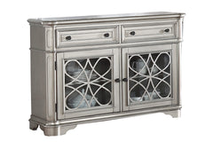 Traditional Style Silver Finish 1pc Server Drawers Storage Cabinet Wooden Furniture Dining Room Furniture