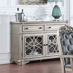 Traditional Style Silver Finish 1pc Server Drawers Storage Cabinet Wooden Furniture Dining Room Furniture