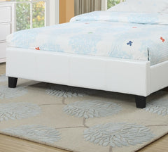 Classic White 1pc Queen Size Bed Faux Leather Upholstered Bedframe Bedroom Furniture Wooden Legs