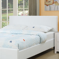 Classic White 1pc Queen Size Bed Faux Leather Upholstered Bedframe Bedroom Furniture Wooden Legs