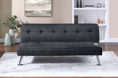 Black Color Polyfiber 1pc Adjustable Sofa Metal Legs Tufted Upholstered Plush Cushion Couch USB Living Room
