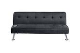 Black Color Polyfiber 1pc Adjustable Sofa Metal Legs Tufted Upholstered Plush Cushion Couch USB Living Room
